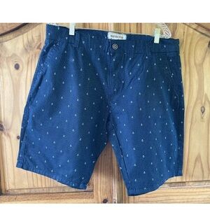 Men's Bespoke Sport navy blue with white polka dots anchors chino shorts size 36